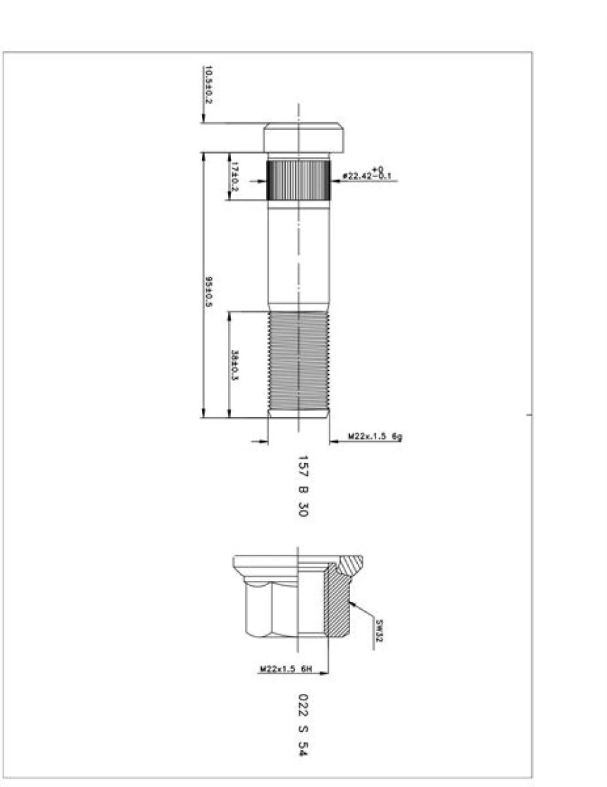 Mercedes Truck Bijon Ve Somunu Pullu Arka Frezeli Mercedes 2517 / 2521 / 2524 / 2622 / V6 / V8 - Besel 157b30-022s54
