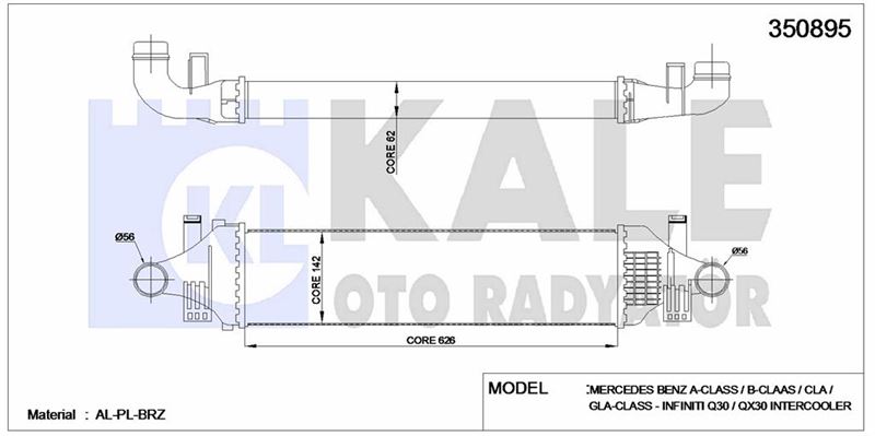 TURBOSARJ RADYATORU X156 13> W176 12>18 W246 11>18 C117 13>19 - KALE 350895