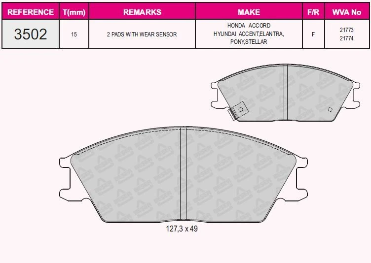 Hyundaı On Fren Balatası Hyundaı Accent 1995-2005 Getz 2002-> Excel 1990-1994 - Grap 93502