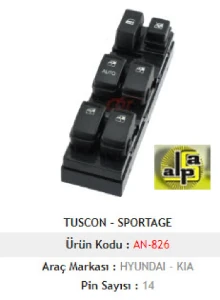 Unıversal Cam Anahtarı-Sol Dörtlü Tuscon/sportage - Mcar-An826