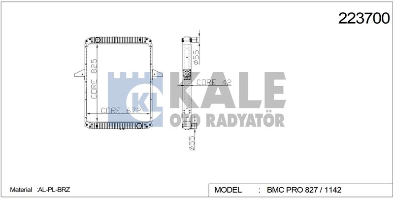 MOTOR RADYATORU PRO 827 / 832 1142CEKICI YM INTC, (3 SIRA PA) - KALE 0828223PA