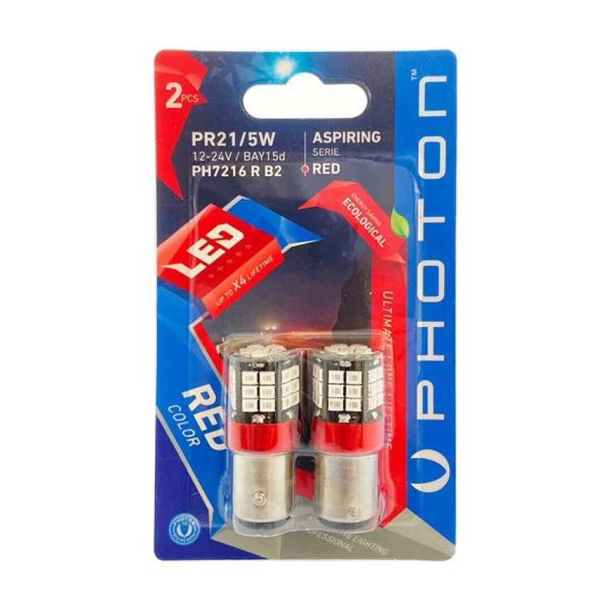 Unıversal P21/5w Red 12v-24v Led (2'li Blister) - Photon Ph7216 R B2