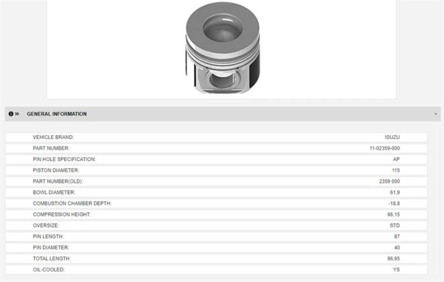 İsuzu Ticarı Piston (segmansız) İsuzu 4hk1 Tc Nqr Npr75 Novo Turkuaz Euro3 Euro4 Euro5 Euro6 - Yenmak 11-02359-000
