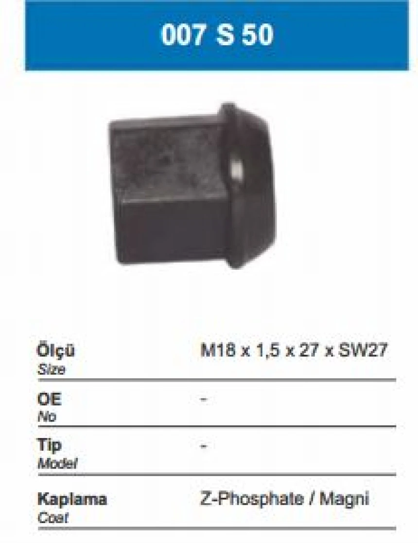 İveco Truck Bijon Somunu - İveco 50 Nc M18x1.5x27xsw27 - Besel 007s50