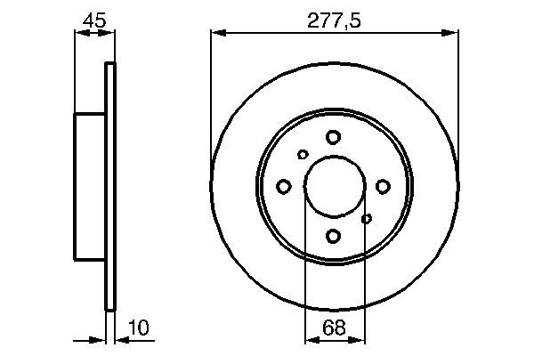 ARKA FREN DISK AYNASI DUZ NISSAN PRIMERA (P11) 1.6 2.0 96-02 (278X4) - BOSCH 0986479105