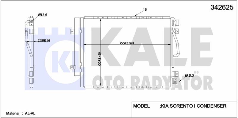 KLIMA RADYATORU KIA SORENTO 2.5 2006> (588×426×16) - KALE 342625