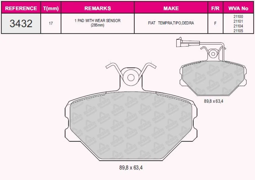 Tofas On Fren Balatası Tempra 1,6 Tipo 1,4 1,6 - Grap 93432
