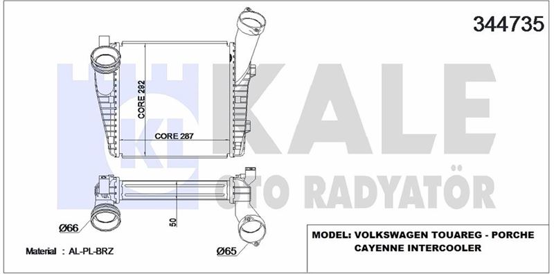 TURBO RADYATORU (SAG) TOUAREG 5,0TDI V10 4,2TDI V8 02>10> Q7 4,2TDI 07>15 CAYENNE 4,5 02>07 - KALE 344735