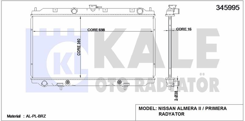 MOTOR SU RADYATORU NISSAN ALMERA 00> PRIMERA 1,8 QG18 P12 02> - KALE 345995