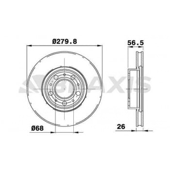 ON FREN DISK AYNASI VOLVO 740 2.0 2.3 (87 92) 2.0T (90 91) / (280x26x24xHAVALI) - BRAXIS AE0617