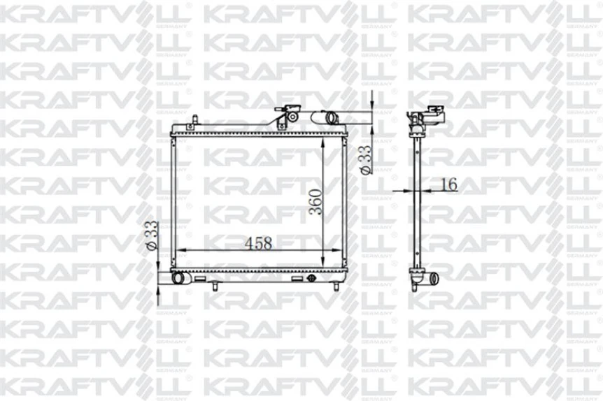 Hyundaı Motor Su Radyatoru Accent Admıra 03 05 1,5 Dizel 3 Silindir Manuel (360*458*16) Brazıng (mt) - Kraftvoll 08040059