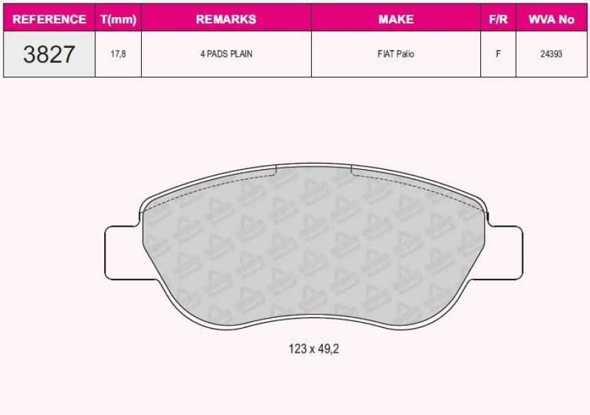 Fiat On Fren Balatası Palıo 1,2 98 04 - Beser 3827