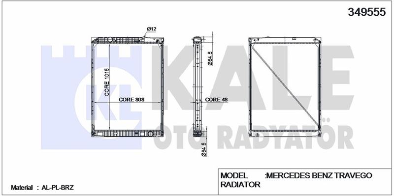 SU RADYATORU MERCEDES TRAVEGO (CERCEVELI) / (MT) - KALE 349555