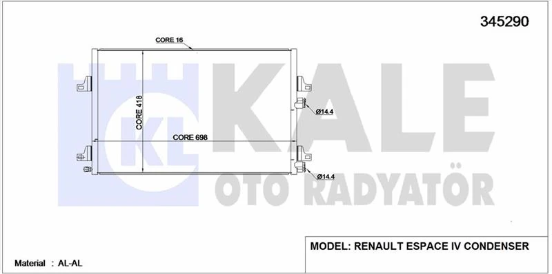 Renault Klima Radyatoru (kondanser) Espace IV - Kale 345290