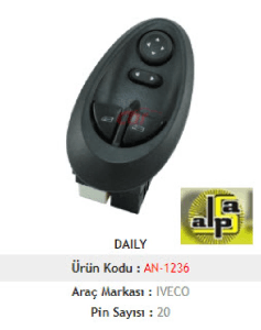 Unıversal Cam Anahtarı>ıveco Daily 99-06 Sol İkili 8+6+6 Ayna Ayarlı - Mcar-An1236