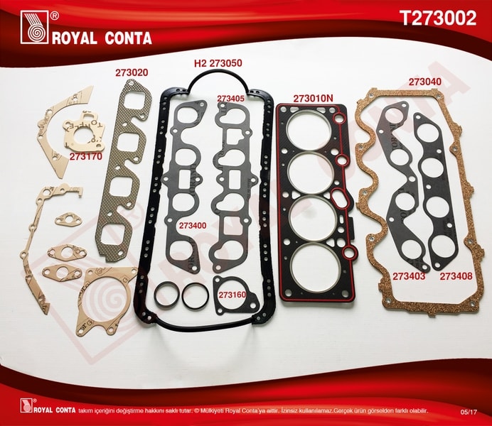 MOTOR TAKIM CONTASI (KECESIZ+SUBAPLASTIKSIZ) S,K,C DAHIL ESCORT CL 1,3 / 1,6 80>90 - ROYAL T273002