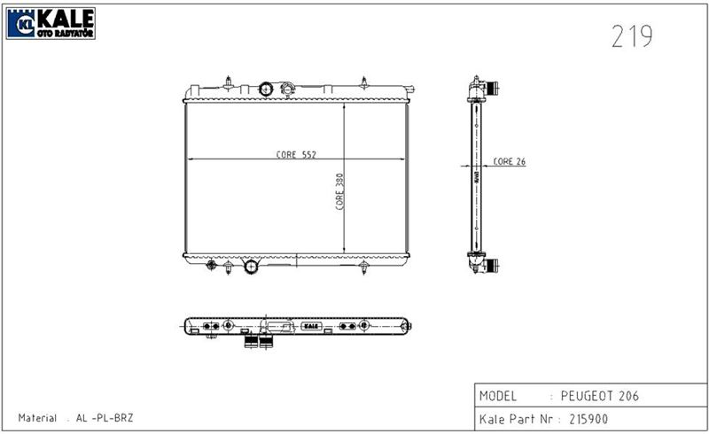 Psa Motor Su Radyatoru P206 P206+ (t3e) 1,4 / 1,6 16v / 2,0 16v / 1,4hdi Klimalı P206 Tu5jp4 (1,6 16v) - Kale 2032011ab