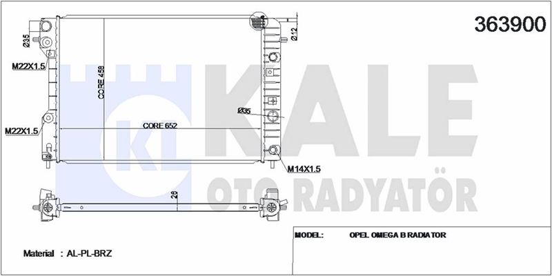 MOTOR SU RADYATOR X20XEV OMEGA B A / T (BRAZING) - KALE 363900