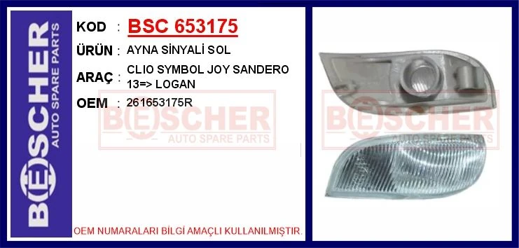Renault Dis Dikiz Aynası Sinyalı Sol Clio Symbol 13> - Bsc 653175