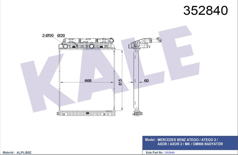 MOTOR RADYATORU MERCEDES BENZ ACTROS ATEGO AXOR OM906(SU DEPOLU) - KALE 352840