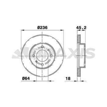 ON FREN AYNASI HAVALI MITSUBISHI CARISMA 1.6 96-00 COLT LANCER 92-03 PROTON PERSONA 96-00 (236X4) - BRAXIS AE0288