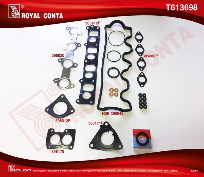 UST TAKIM CONTA REINZ KECELI SUBAP LASTIKLI DOBLO PUNTO STRADA 1,9JTD (182,B9,000 188,A2,000 MOTOR) - ROYAL T613698