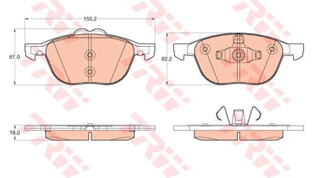 Ford On Fren Balatası Connect 13 /> 1.5-1.6 Tdci 1.0 Ecoboost   Kuga  II 4x2 13 /> 1.5-1.6 Ecoboost-1.5-2 - Kale B 25748 182 05 Ans