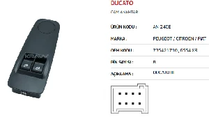 Unıversal Cam Anahtarı>ducato III Cam Anah. Sol Ayna Kumandasız - Siyah - Mcar-An240e