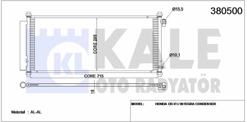 Honda Klima Radyatoru Honda Crv 1996 2001 (581×366×16) - Kale 380500