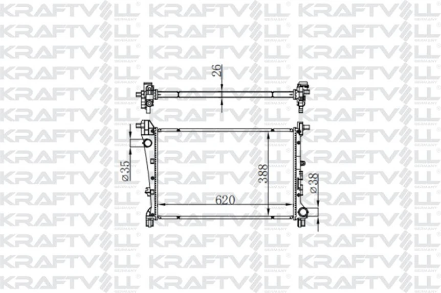 Fiat Motor Su Radyatoru Egea Cross 1,3 / 1,6 Mjet / 1,4 Benzinli (mt) (620*398*26) Brazıng - Kraftvoll 08040068