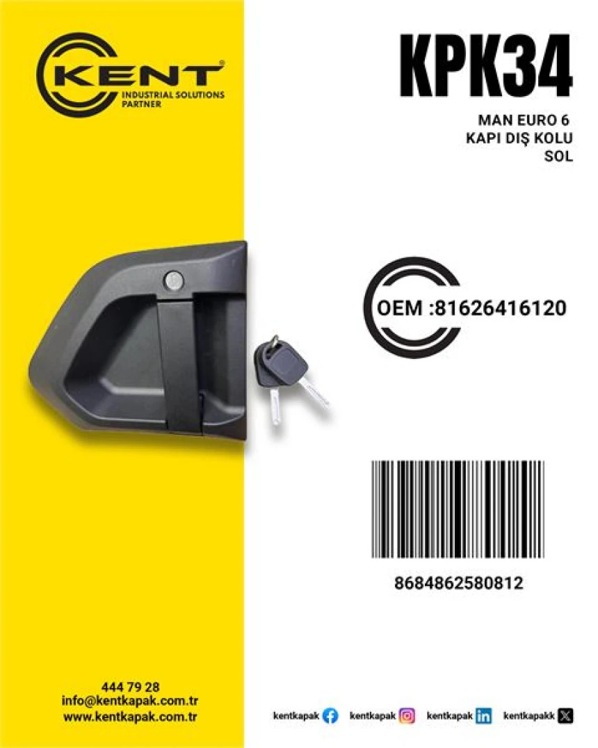 Man Truck Kapı Kolu Sol Euro6  Man Tgs-Tgx-Tgm-Tgl - Kent Kpk-34