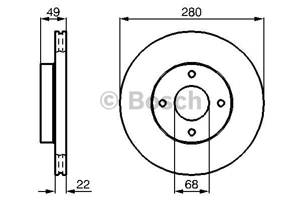 Nissan On Fren Diski Aynası Havalı Nissan Primera P11 1.8 2.0 96-02 Almera II 00-06 (280x4) - Bosch 0986478728