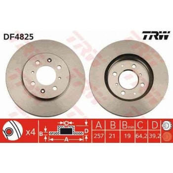 ON FREN DISKI (AYNASI) HAVALI HONDA JAZZ 09-12 HONDA CITY 08-> (258X4) - TRW DF4825