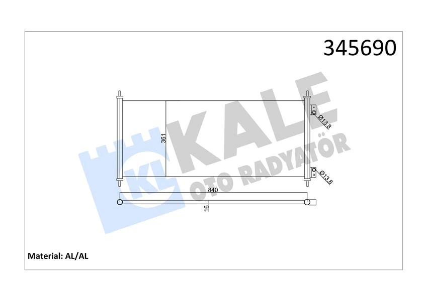 Ford Klima Radyatoru (kondanser) Transıt V184 2.0tdci / 2.4 Tdci 00>06 - Kale 345690