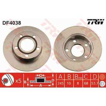 ARKA FREN AYNASI A6 1,8T / 2,4 / 2,7 / 2,8 / S6 / 2,5TDI 97> - TRW DF4038