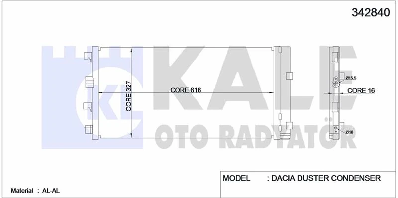 Renault Klima Radyatoru Duster 1.6 16v / 1.5dci 06 / 10> - Kale 342840