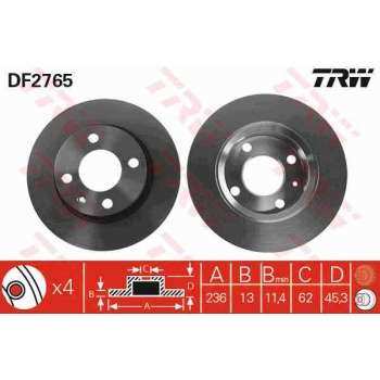 ON FREN AYNASI FAVORIT FELICIA 1,1 / 1,3 / 1,6 / 1,9 FORMAN CADDY II 1,6 / 1,9D 96 00 - TRW DF2765