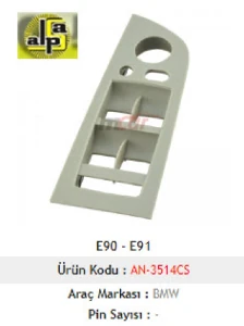 Unıversal Cam Anahtarı>e90 - E91  Sol Cam Anah. Çerçevesi - Gri - Katlanır Tip   >> - Mcar-An3514cs