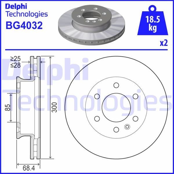 FREN DISKI ON SPRINTER 906 06>18 907 910 18> CRAFTER 30-35 06>16 - DELPHI BG4032T
