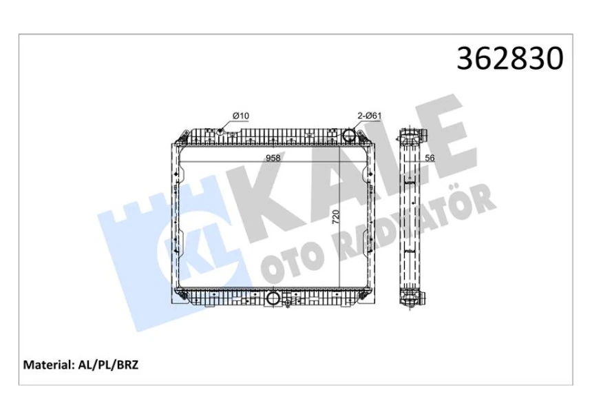 Mercedes Truck Motor Su Radyatoru (cerceveli) [brazıng] [720x958x56] Mercedes Benz Actros Mp4/mp5 11=> ; Antos 12=> - Kale 362830