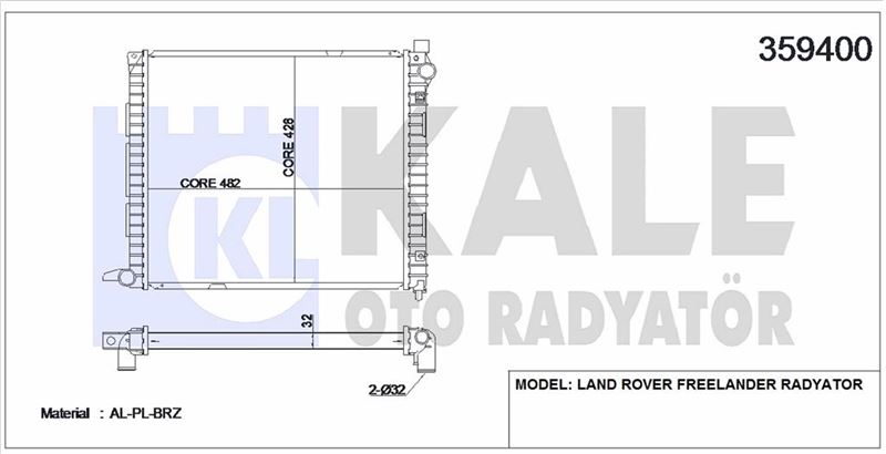 MOTOR SU RADYATORU LAND ROVER FREELANDER 482x428x32 - KALE 359400