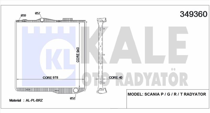 Scanıa Truck Motor Su Radyatoru Cercevesiz Scanıa G R Serisi Dc13  (mt) - Kale 349360