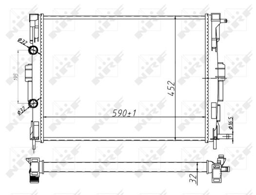 MOTOR RADYATORU MEGANE II SCENIC 1,5DCI 1,4 / 1,6 / 2,0 16V (590×455×26) / (1 SIRA ALB SISTEM) - NRF 58329A