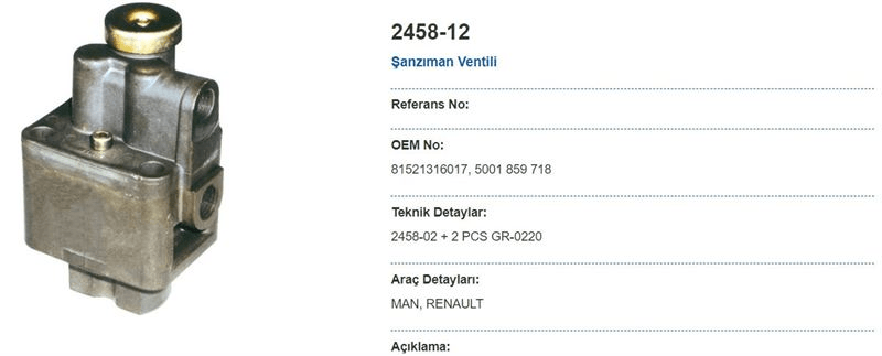 SANZIMAN VENTILI FISEKLI (MISKETLI) CARPMA MERCEDES 2521 ZF 9S75 (BILYALI TIP) - MAY 2458-12