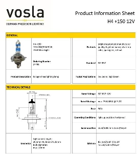 Unıversal Ampul 12v H4 55w +150 Fazla İşik P43t - Vosla-Vs27491