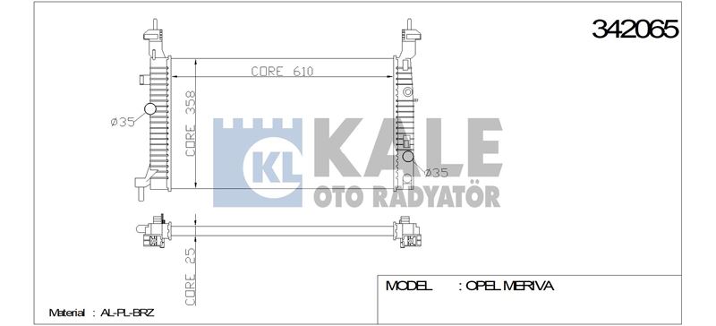 MOTOR SU RADYATORU (BRAZING) MERIVA A Y17DT KLIMALI - KALE 342065