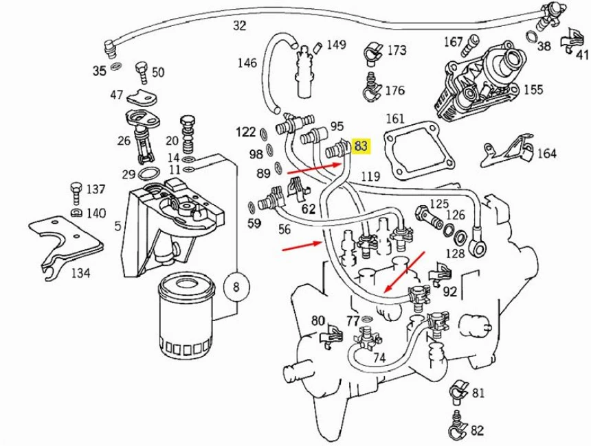 Mercedes Yakıt Hortumu (om605) W202 93>00 S202 96>01 W210 95>99 S210 96>99 - Wintech 0500521