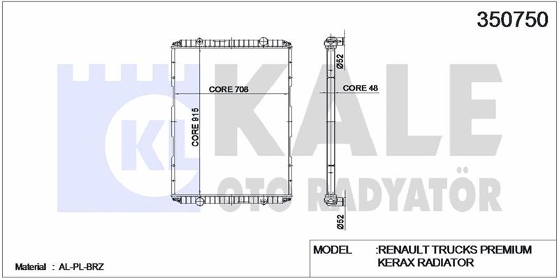 MOTOR SU RADYATORU RENAULT TRUCKS PREMIUM / KERAX RADYATOR (CERCEVESIZ) - KALE 350750