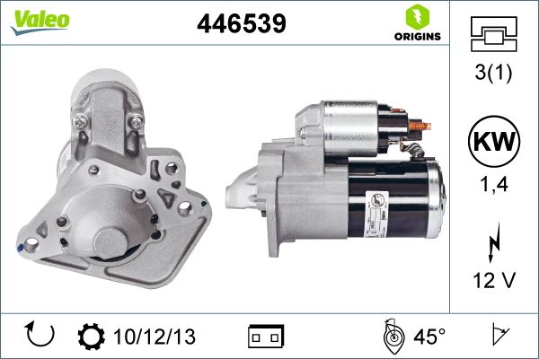 MARS MOTORU 12V 1.4 KW 10 DIS 3 DELIK.K9K CLIO II-III -IV FLUENCE KANGOO LAGUNA  MEGANE MODUS DOKKER - VALEO 446539