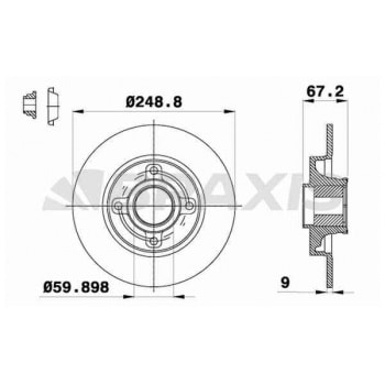 ARKA FREN DISK AYNASI C4 P307 (PORYALI RULMANLI)1.4I 1.6HDI 1.6I 2.0HDI 2.0I ESPLI ARACLAR ICIN - BRAXIS AE0098